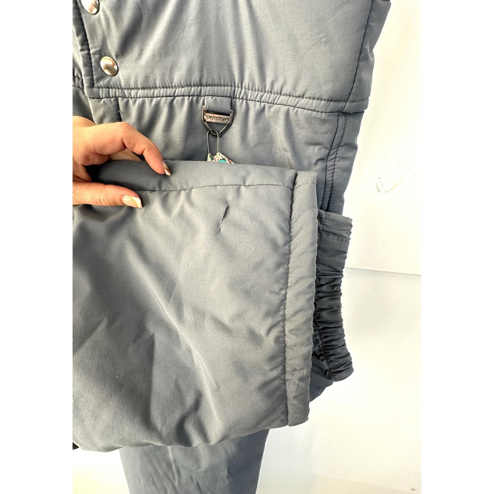 Vintage Tyrolia Mens 36 Ski Pants Overalls 1980s snowboard bibs gray outerwear - Picture 9 of 12